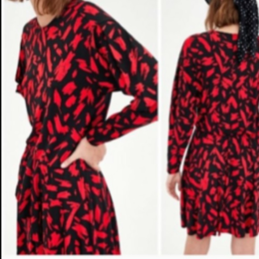 NEW | Zara Long Sleeve Patterned Dress - Picture 2 of 7